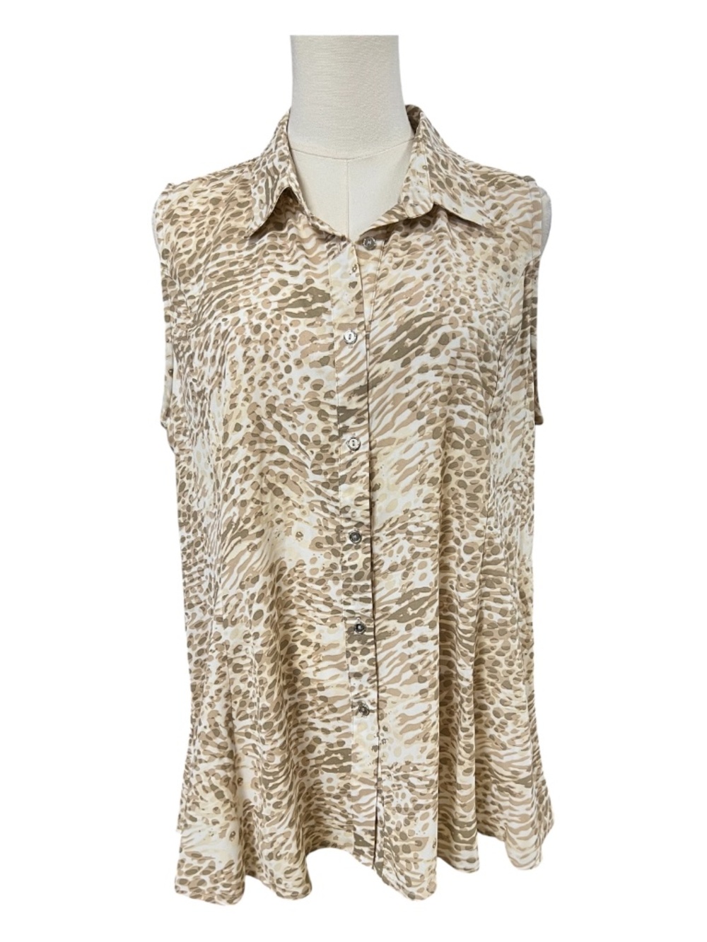 NWT Ava & Grace Abstract Animal Print Button Down Tunic | Size L